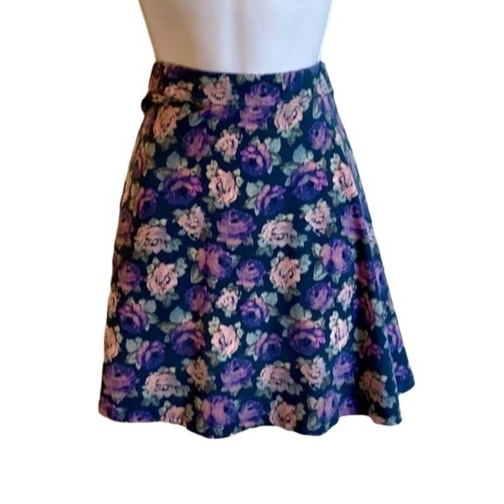Mossimo Mini Skirt Blue with Floral Design Large - Picture 1 of 5